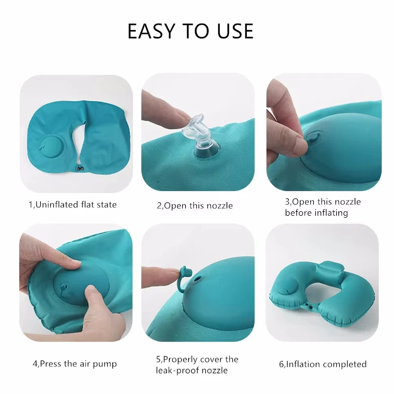 Soft Inflatable Bath Neck Pillows Headrest Blow Up Neck Support Air Pillow Airplane Sleeping