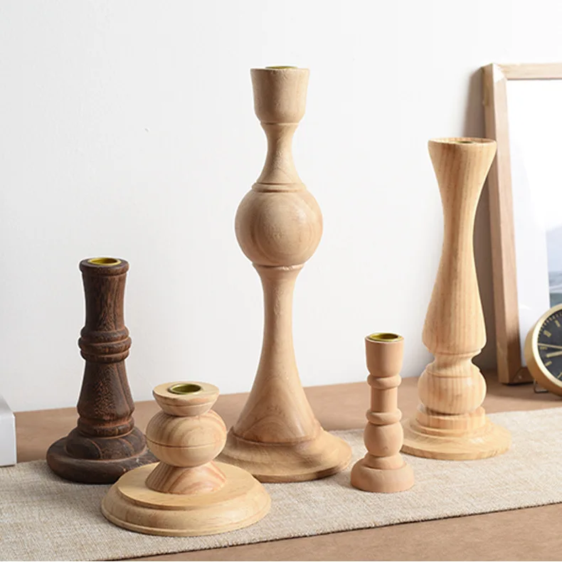 Custom Creative Candle Ornaments Wooden Relief Candlestick Crafts Ornaments Exquisite Solid Wooden Candlestick