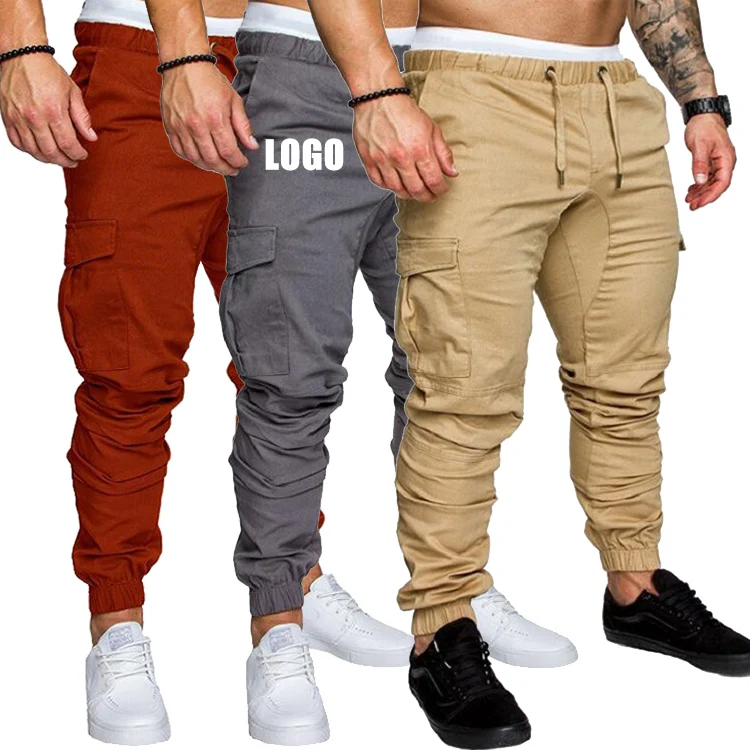 10 Colors Men Casual Cargo Track Pants Summer Fashion Slim Fit Plain Trousers Sweatpants