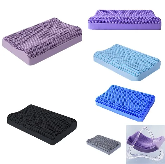 Sleep TPE Gel  Pillow Breathable Washable Head Pressure Dispersion Wholesales High Elasticity  TPE  Wave Contour  Adult Pillow