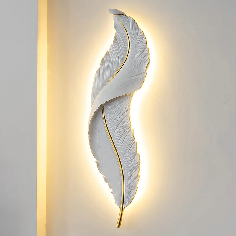 Feather shape wall lamp living room TV background led wall lamp