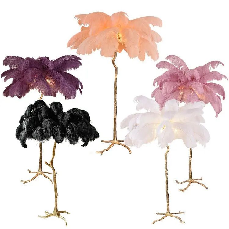 modern nordic luxury bedroom living room resin floor light led standing ostrich lamp
