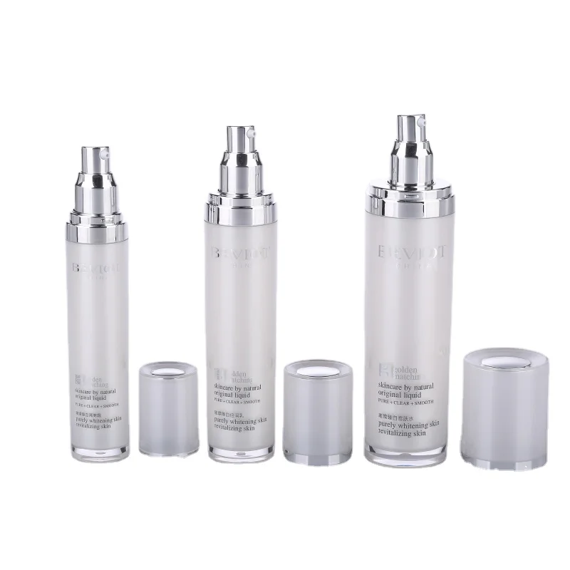 2021 New products Round shape cosmetic packaging sets Round Acrylic pump bottle and 15g acrylic cream jar