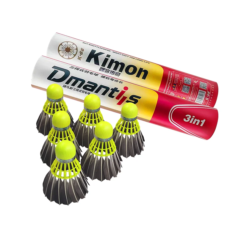 Dmantis New Arrival  Badminton Shuttlecock Model K66 3in1 Shuttlecock Stable and Durable Goose Feather Ball