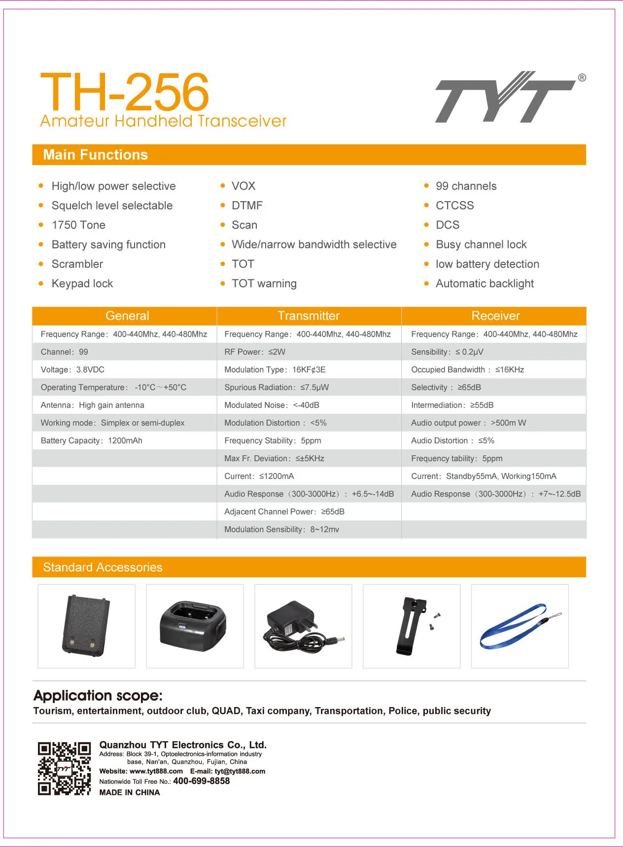 TYT TH-256 mini small size radio 2w output power pocket radio analog handheld uhf antenna built in two way radio