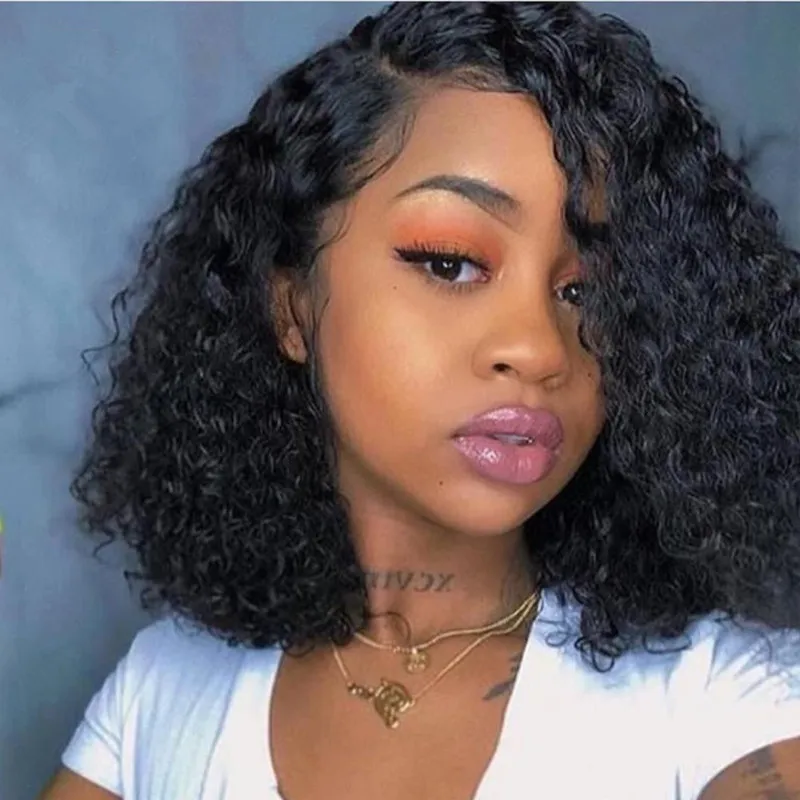 Private Label 1# Deep  Wave Cheap Curly Synthetic Wig Kinky Curly Wigs Hot Sale  Headband Wigs For Black Women