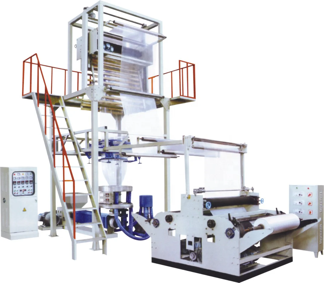 HDPE LDPE Biodegradable Double rewinder  embossing blown film machine plastic bag extrusion machine
