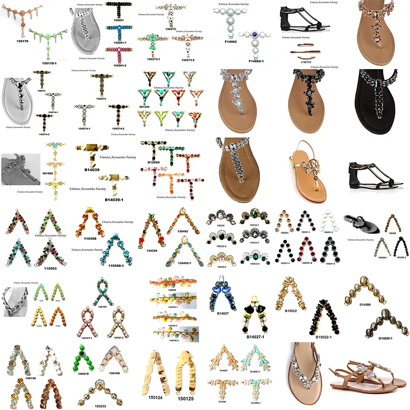 Wholesale Rhinestone Diamond Shoe Decoration Parts Accessories Style Sandal Color Material Clog Shoe Ornament Chains