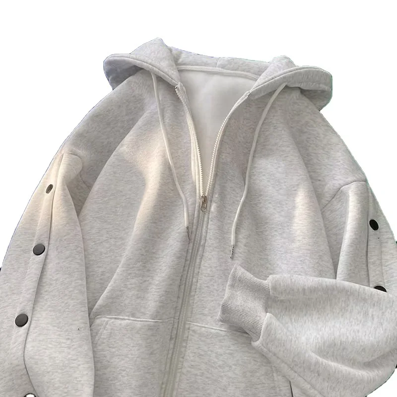 Custom logo oversized fleece hoodies zipper snap button hoodie blank mens cotton zipup heavy full zip up hoodie manufacturers