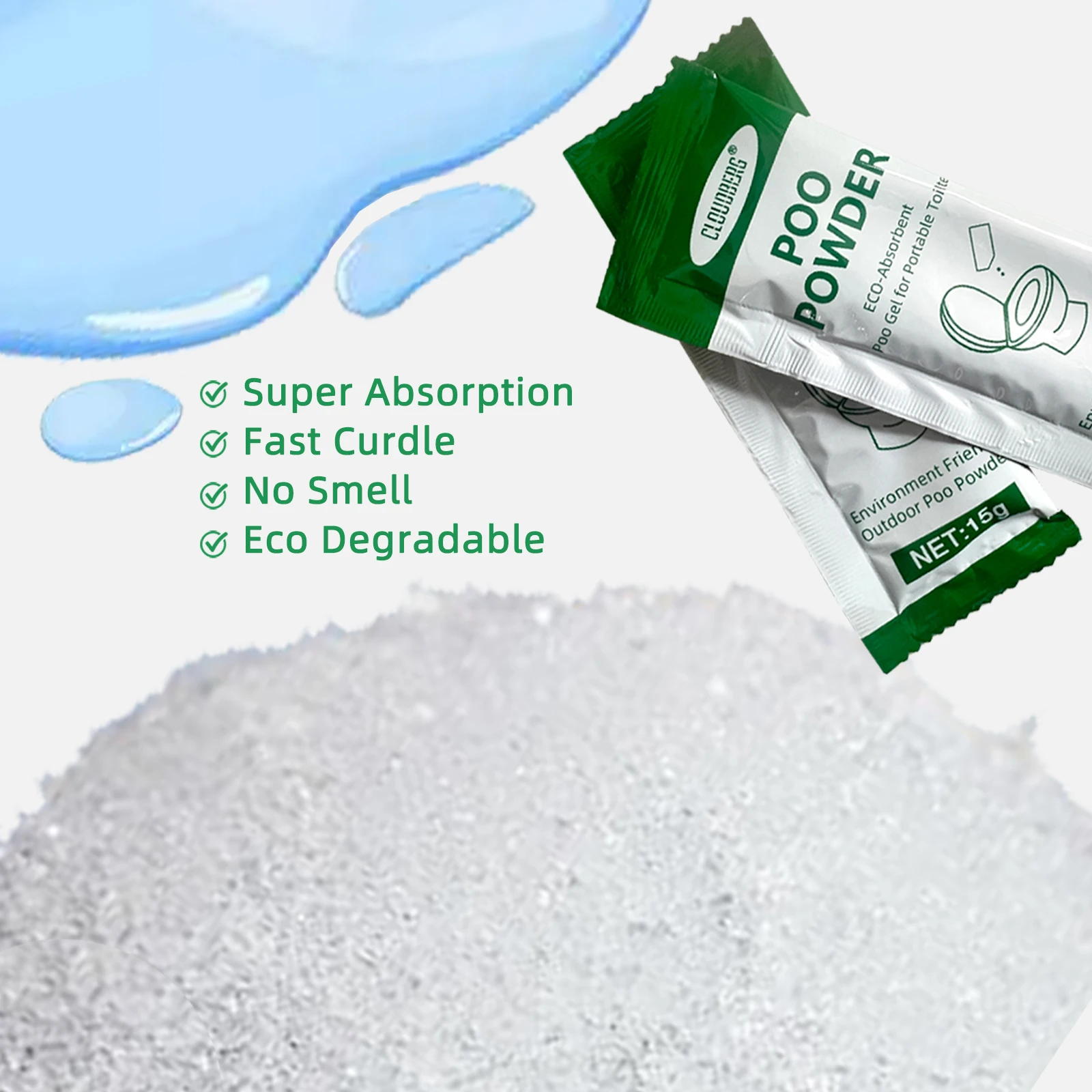 Dissolvable SAP Sachet Sodium Polyacrylate Fluid Absorber PVA Water Soluble Sap For Urine Blood Bag