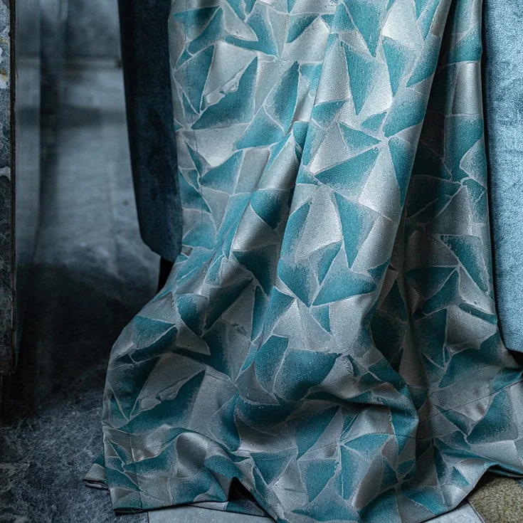 European Light Luxury Modern Silk High-precision Irregular Triangle Jacquard Cloth Finished Curtain