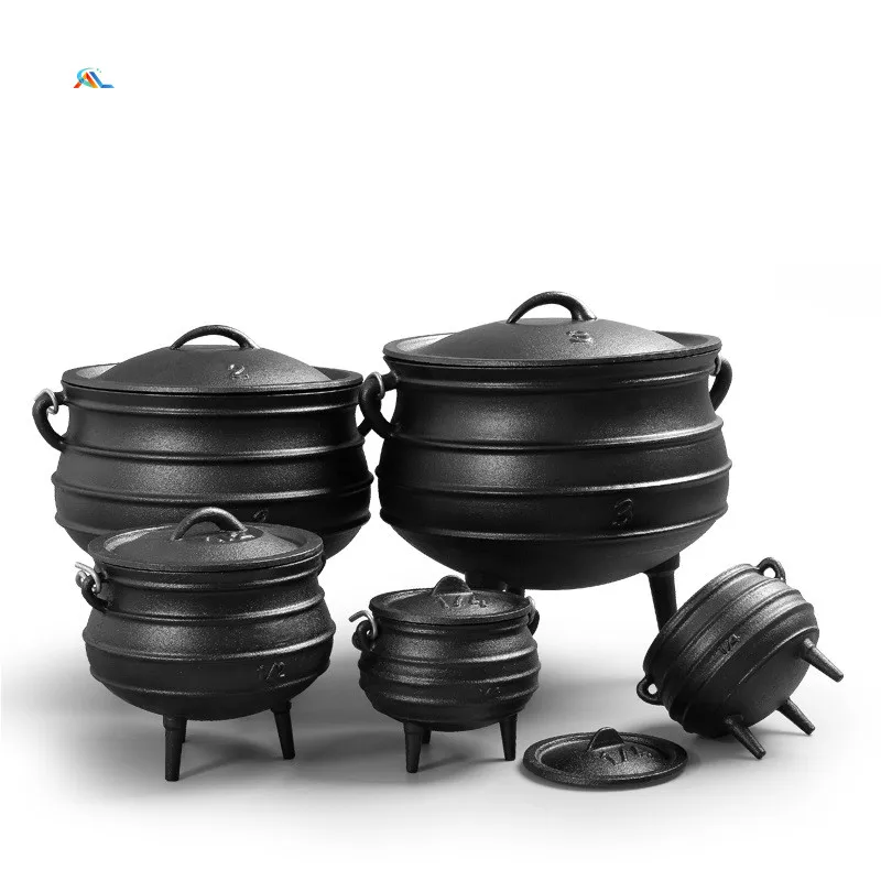 Cast Iron Cookware / South Africa Big Soup Pots Camping Cauldron Pot Three Legs Potjie Pot Dutch Oven for Outdoor Cooking