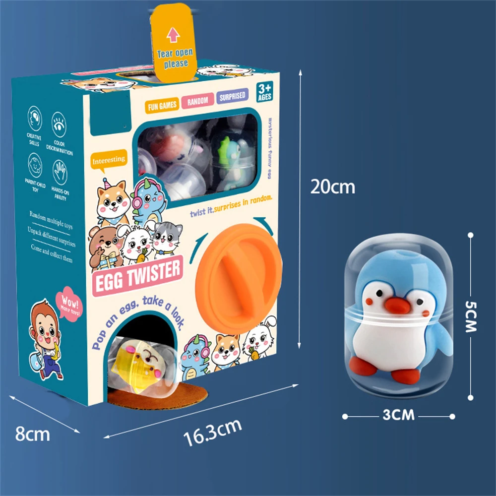 Kid Toys Gashapon Machines with 6pcs Random Capsule Toys Egg Twisting Machine Cardboard Box Material with Plastic Capsule Toys