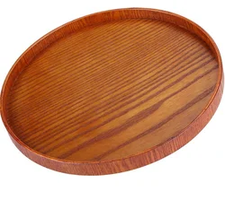 Plate non-slip brown wooden dish dish water dish with raised edges