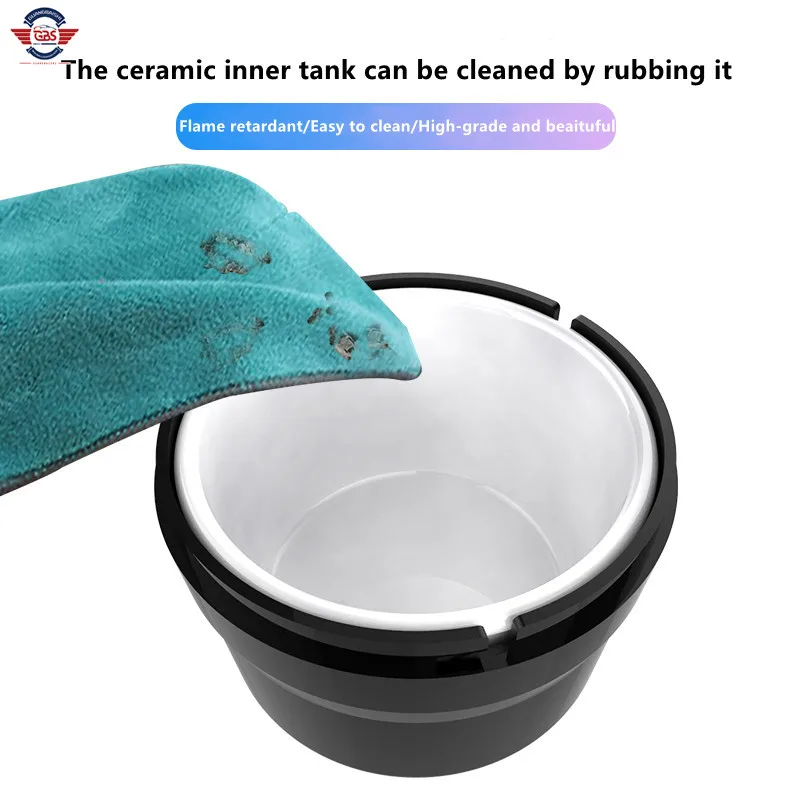 High quality customized  logo air outlet cup holder ceramic liner LED multi-function ashtray for car