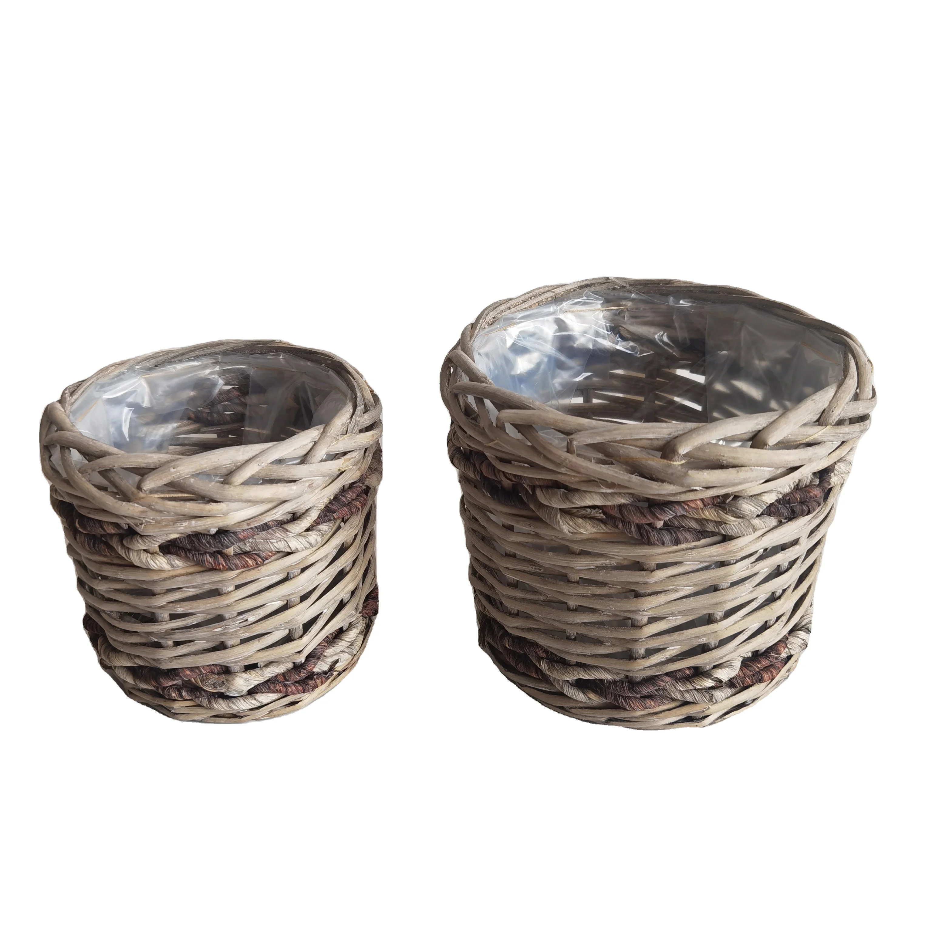 Круглая корзина для хранения соломы из ивовой ткани