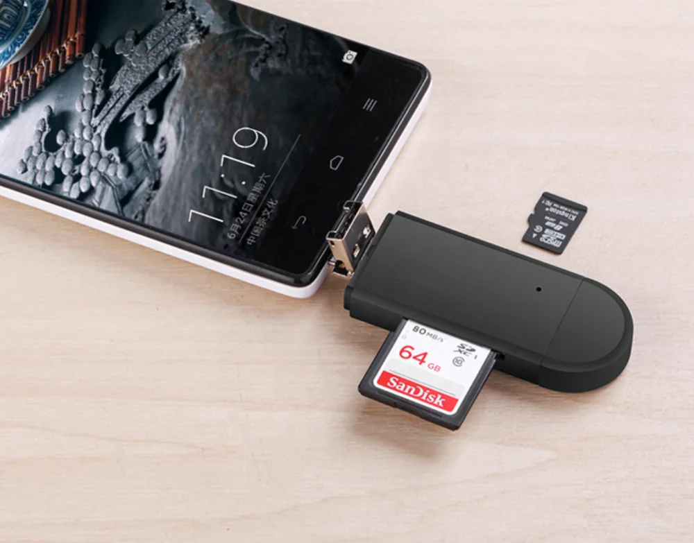 Amazon Best Selling 3 in 1 USB Type C Micro USB OTG SD Micro TF Card Reader Writer