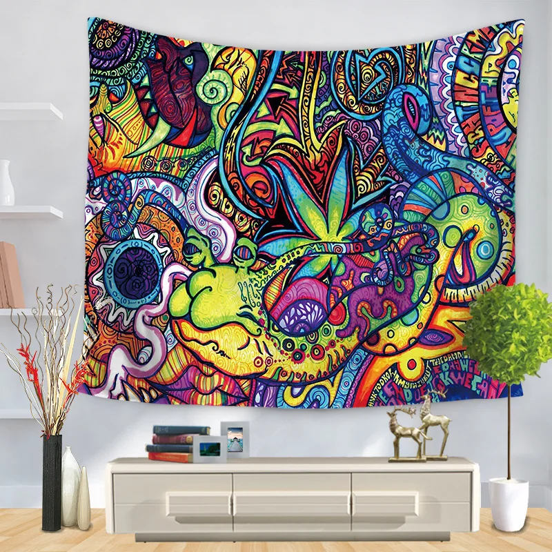 Customizable Hippie Tapestry Colorful Psychedelic Tapestry for Art Work