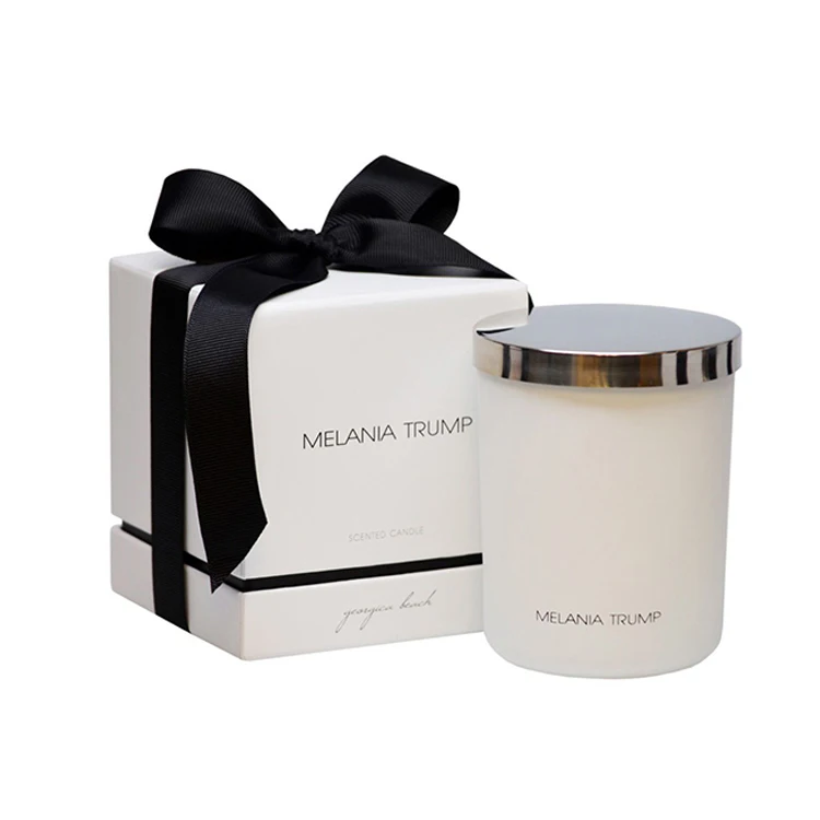 Custom printed luxury candle jars Set box with Lid printing candle packaging boxes And white Hard Scented Candle Box For Gift
