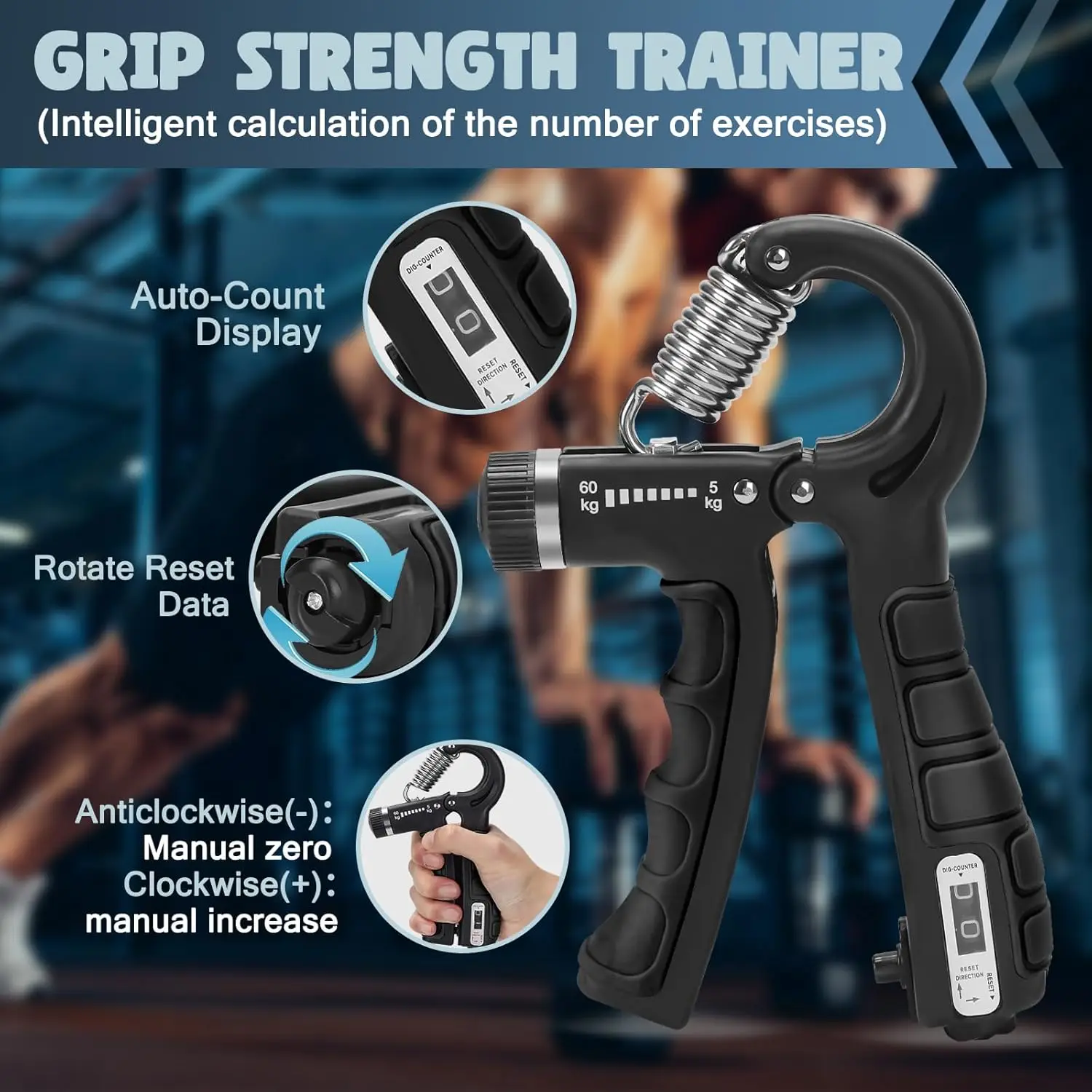 2024 Hand Grip Strengthener with Counter Adjustable Resistance Forearm Trainer Grip