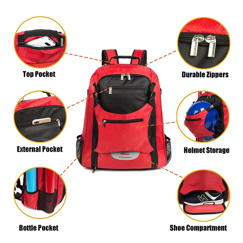 Custom Large Capacity Cool Baseball Bags Holds 4 Tee Ball Bats Helmet Cleats Baseball Backpack With Shoes Compartment