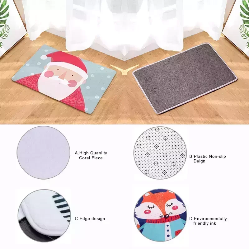 2022 Cheap Blank Doormat Santa Claus 40X60 Cm Polyester Absorbent Rug Carpet Christmas Bell Mats Floor