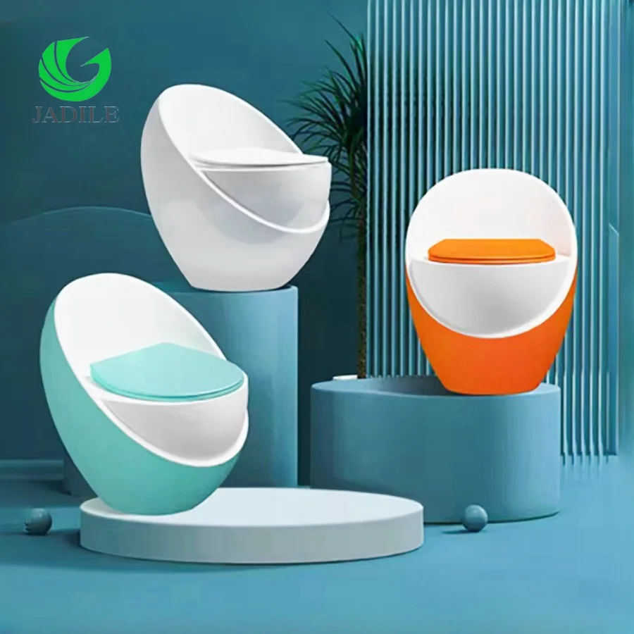 Custom Colored Unique Design Egg Shape Bathroom S Trap One Piece Water Closet Sanitary Ware Ceramic Toilet Bowl
