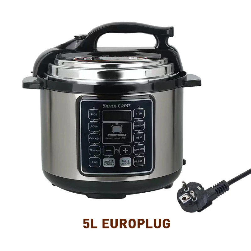5L Multifunctional Electric Pressure Cooker Multicooker Commercial Rice Cooker with Stainless Steel Inner Pot Kitchen Appliances