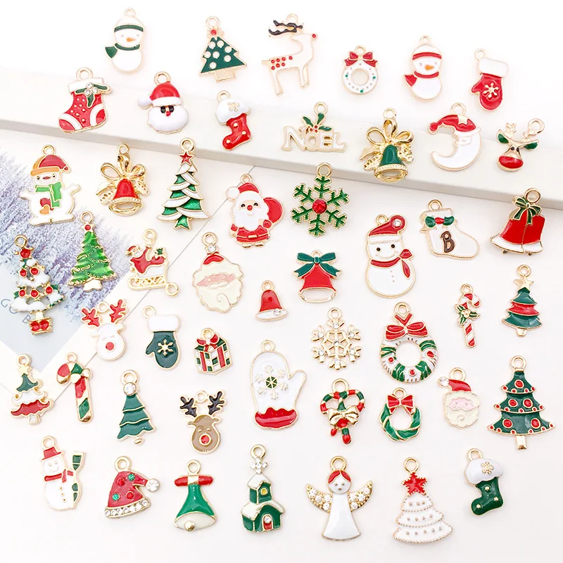 Christmas Charms Christmas Pendant Necklace Small Fashion Jewelry Pendant Cartoon Mixed batch 20 50 96 Charms for Jewelry