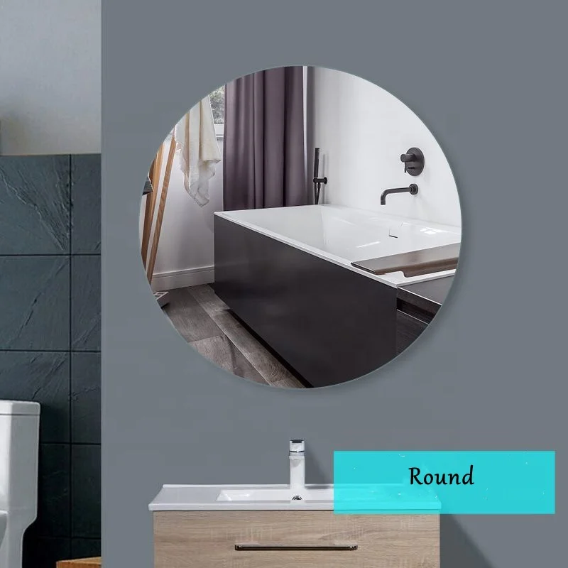 Modern Simple Oval Round Bevel No Drilling Wall Stick make up Mirrors for Home Hotel Cafes