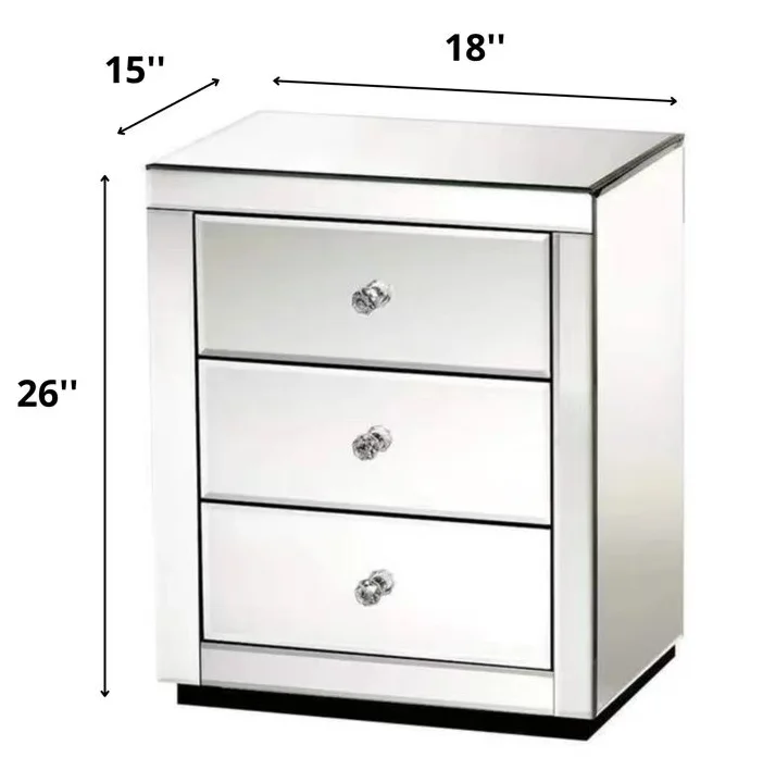 Bedroom Furniture Handmade Crafts Makeup Box 3 Drawer Mirrored Jewellery Box with Crystal Glitz Edging