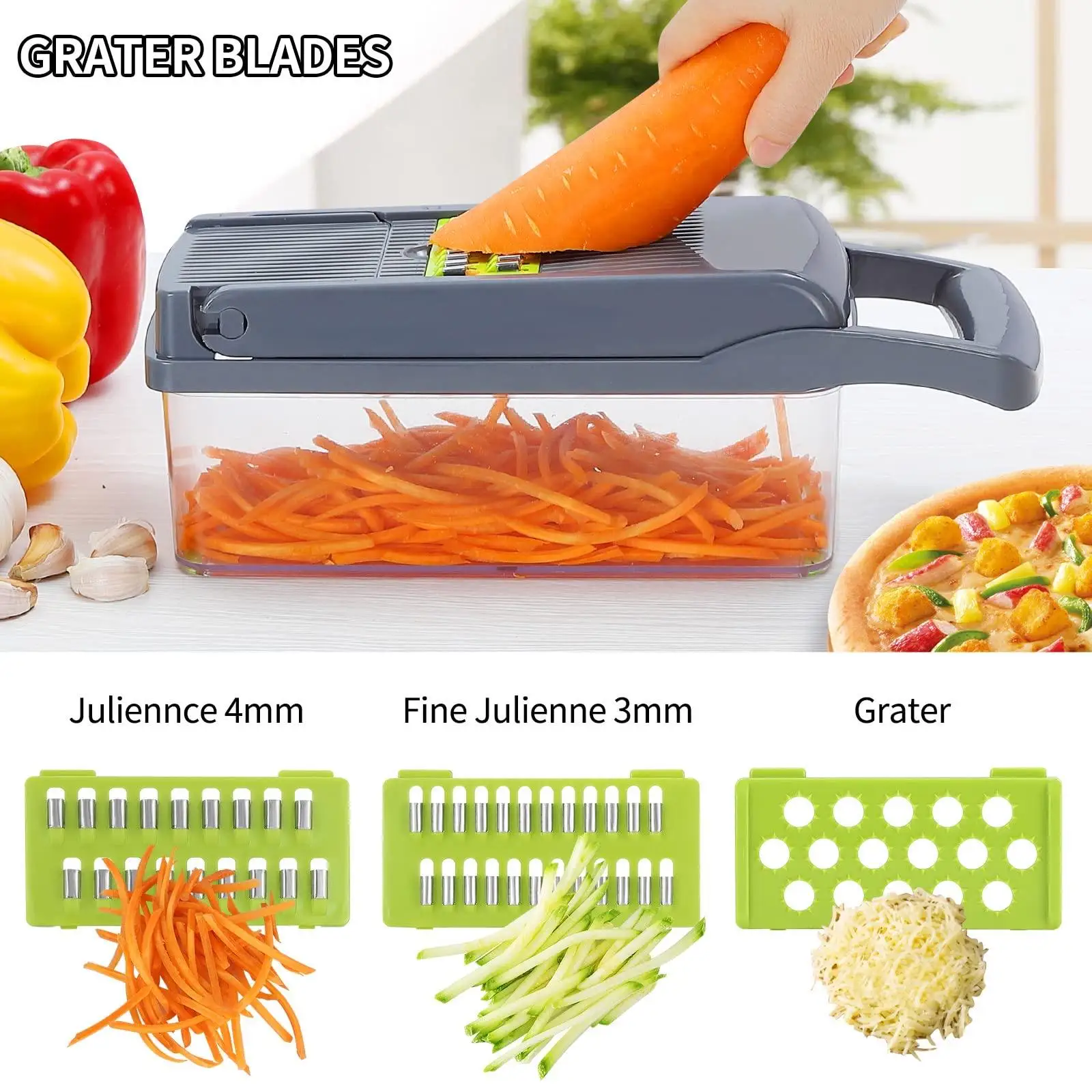 Multifunctional 16-Piece Vegetable Cutter Set Food Processor Chopper Slicer Spoons Wooden Silicone Dinnerware Cooking Storage