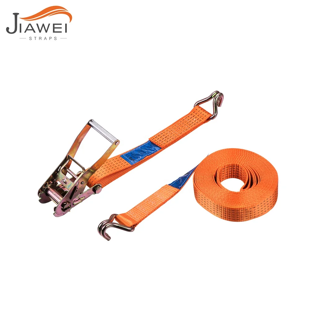 
50mm 5000kg 9m orange webbing heavy duty truck trailer aluminium handle rachet ratchet tie down strap with J hook 