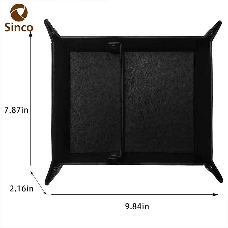 High Quality Black Vegan Leather Valet Tray Practical Storage Box Jewelry Organizer