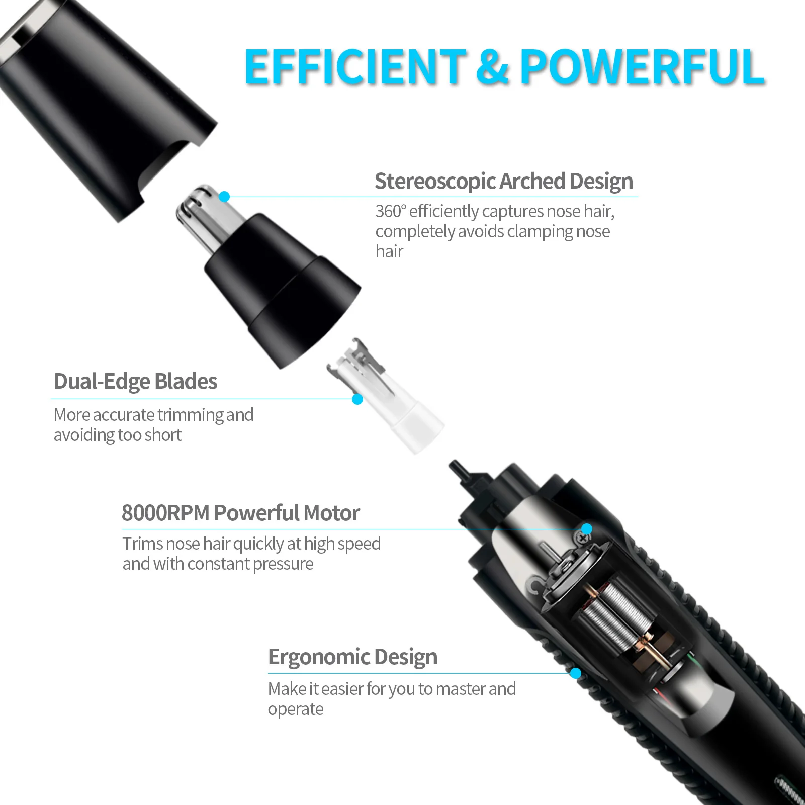 electric cordless rechargeable battery manual 2 3 4 in 1 ear and eyebrow nose hair trimmer with led light nose hair trimming set