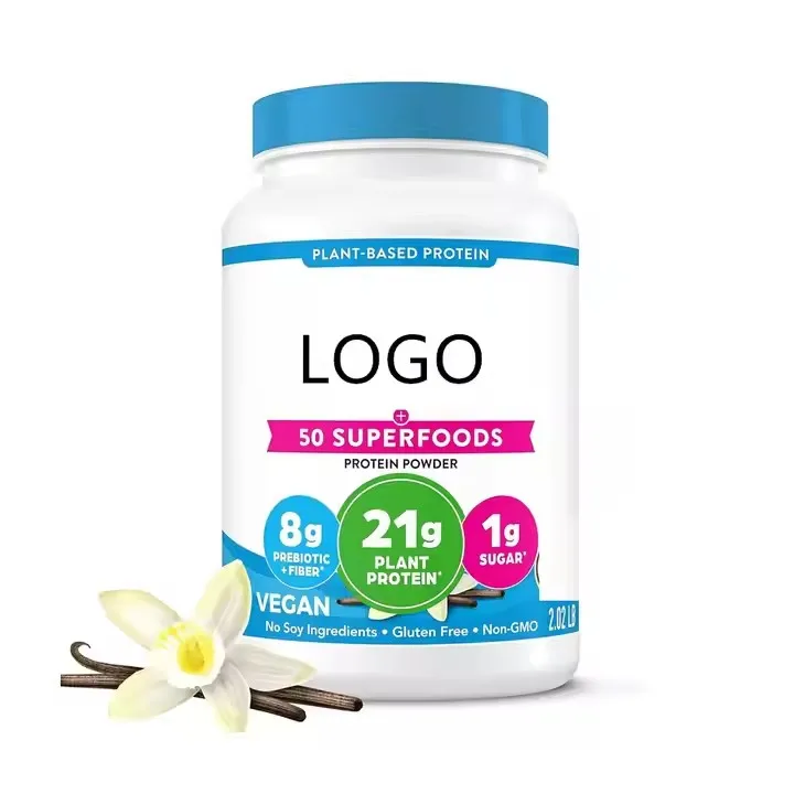 Organic vegetarian protein+50 super food powders 21 grams of plant protein from vanilla beans non genetically modified