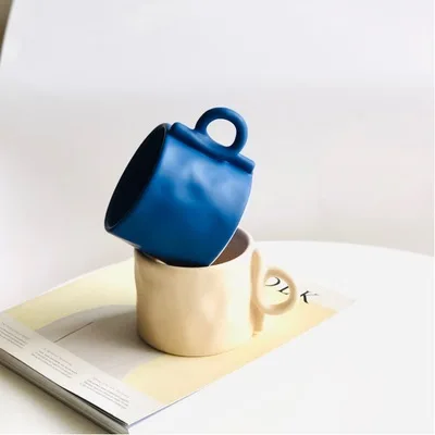 Керамические кружки большого объема в скандинавском стиле с закрученными