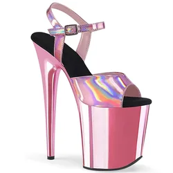 one button waterproof platform pole dance sandals 20CM super high heel thin heel show banquet shoes