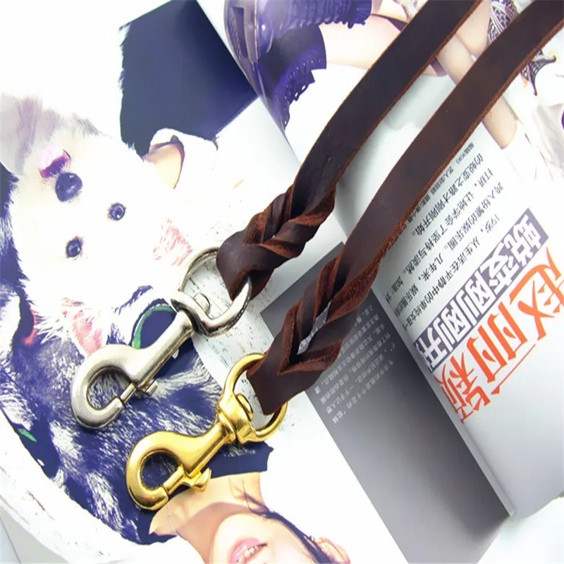 Walking Training Leads for German Shepherd 1.6cm width Braided Real Leather Dog Leash