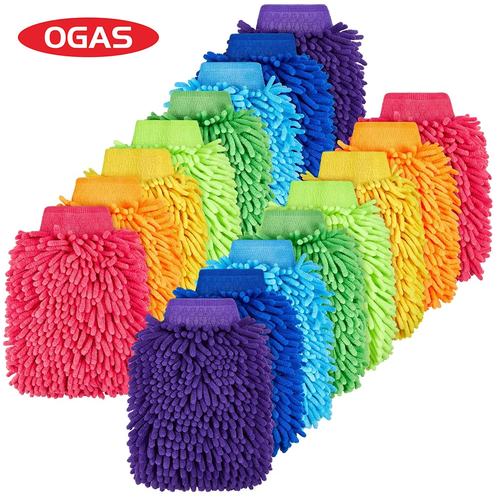 OGAS OEM High Quality Microfiber Waterproof Car Washing Mitt In Microfiber Material Car Wash Mitt Chenille Gloves