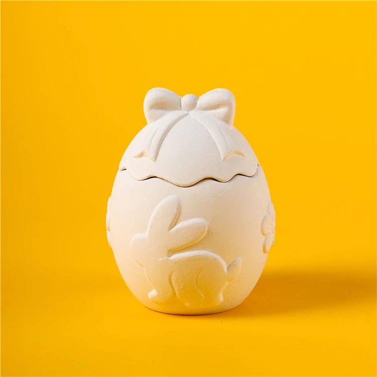 Wholesale easter decoration  art craft ornament egg storage jar kids diy color ceramic home decoration