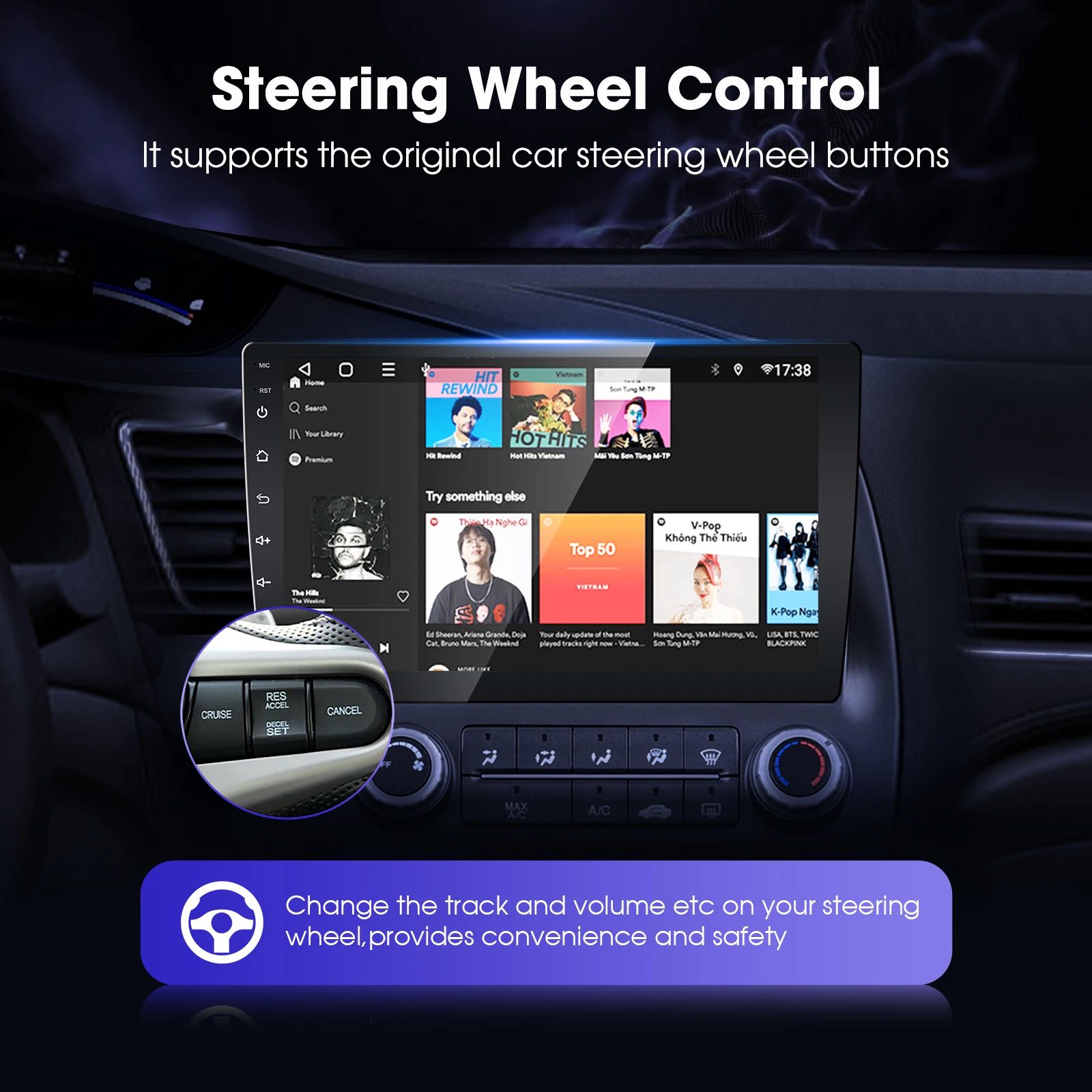 9 inch touch screen support split screen CarPlay Android auto Universal car stereo android system  multimedia player