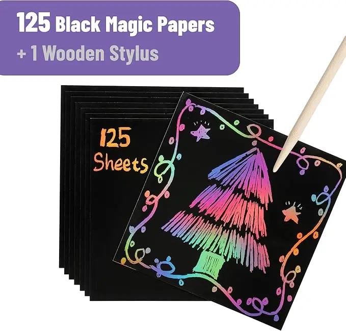 Scratch Paper Art Set 10 Sheets Rainbow Magic Scratch Art Black Scratch It Off Paper Crafts Notes Drawing Boards Sheet