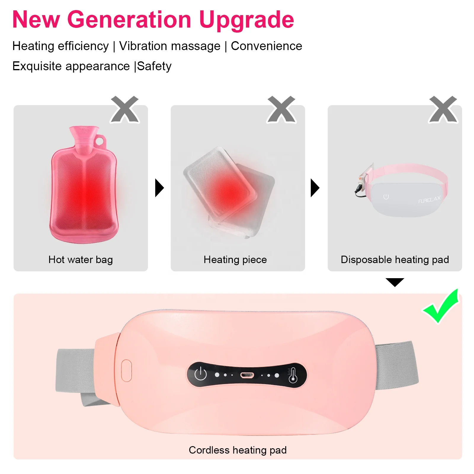 oem electric lumbar stomach heating massage womb uterus waist abdomen vibrating massager womb releive menstrual heat belt
