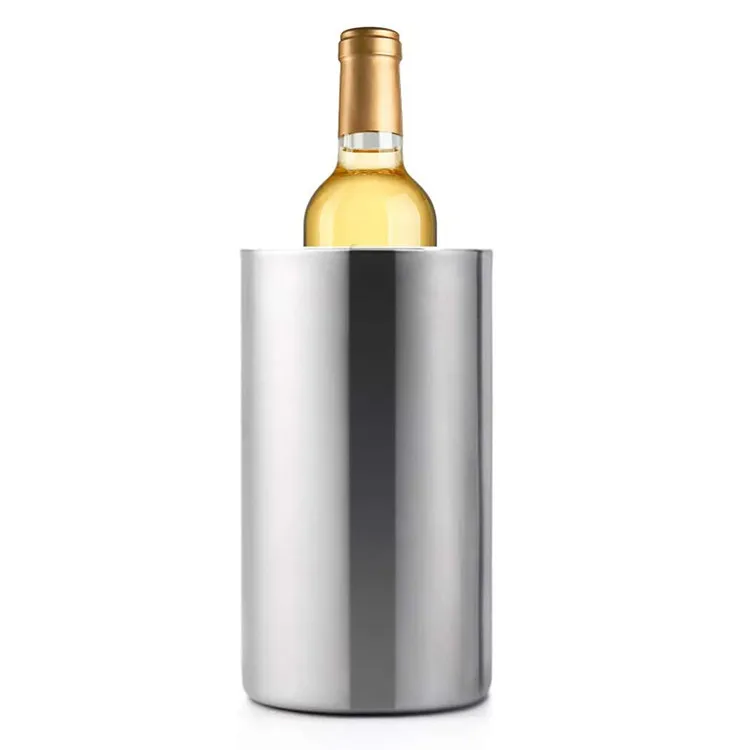 1.6L Double Walled Wine Chiller Cooler Ice Buckets 18/8 Metal Bottle Cooler Stainless Steel Chiller Wine No Ice