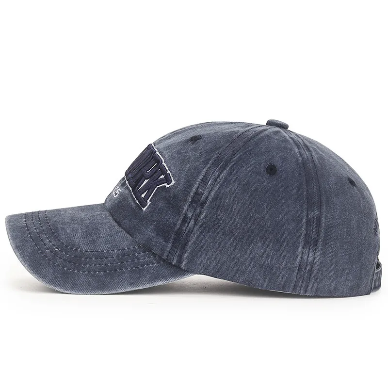 Plastic Raw Materials New soft top washable coated cloth cap with three dimensional embroidery sun visor worn faded baseball ma