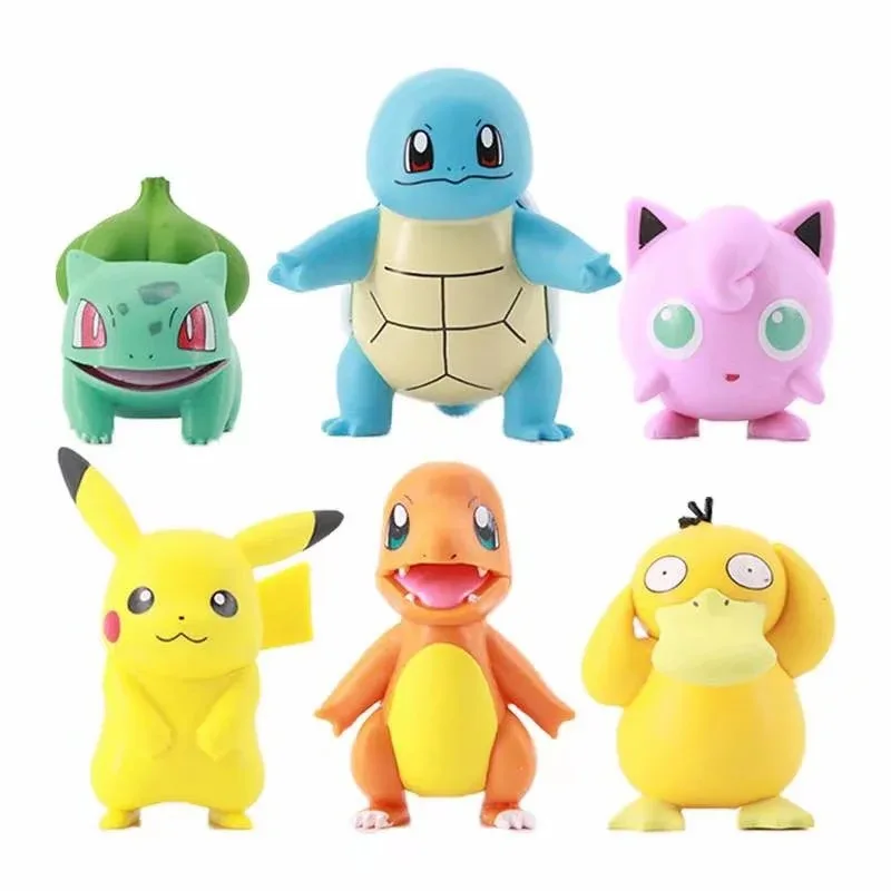 Pokemoned figures 6 pcs/set  Pika chu Blind Box Ornaments Psyduck Charmander Squirtle Figure anime toys for kids gifts