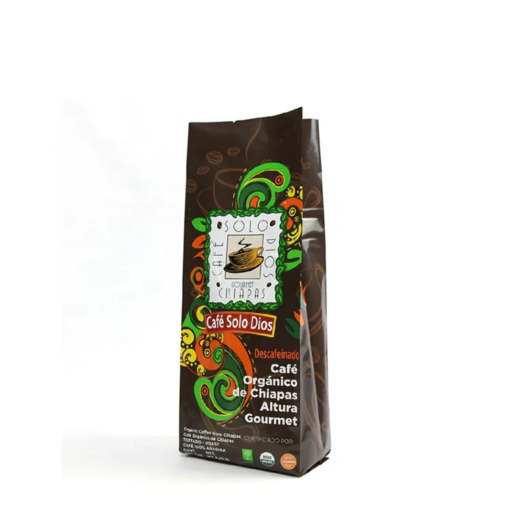 500g Custom stickers blank brown white black gusset kraft paper pouch roasted coffee beans packaging with tin tie