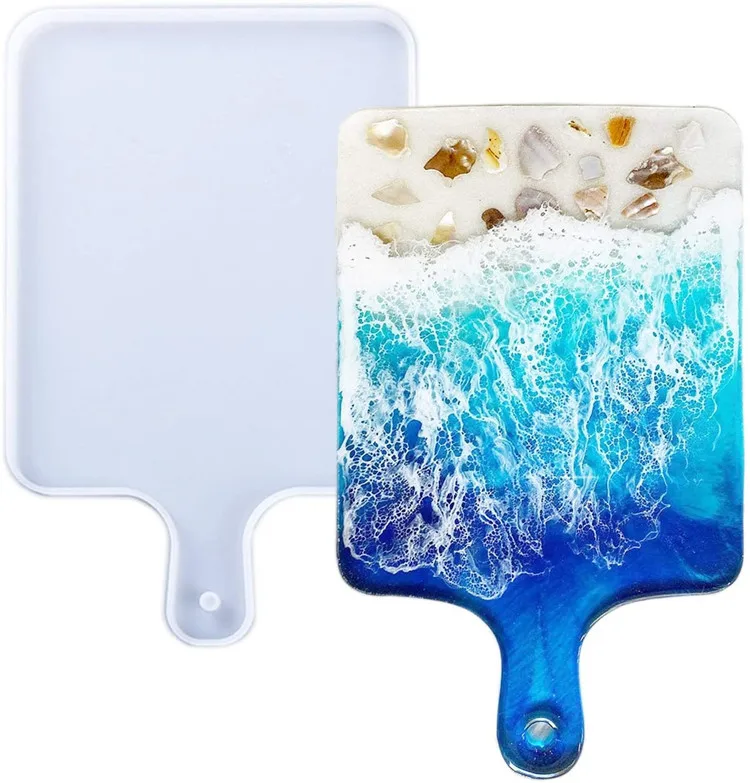 Hot Sale Novelty Handmade DIY Silicone Resin Moulds With Handle Fruit Tray Molds