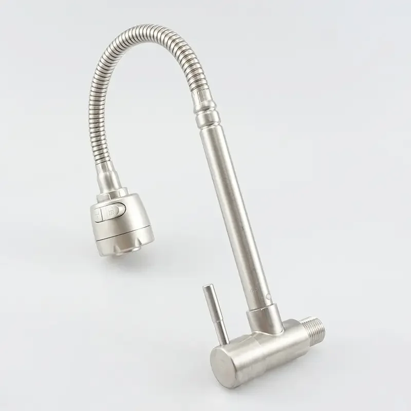 Modern cold wall mount pull down black single lever function sink water tap kitchen faucet